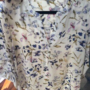 Daniel Rainn Koda Floral Split Neck Blouse - Size L